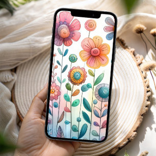 Whimisical Colorful Wildflowers   Phone Case