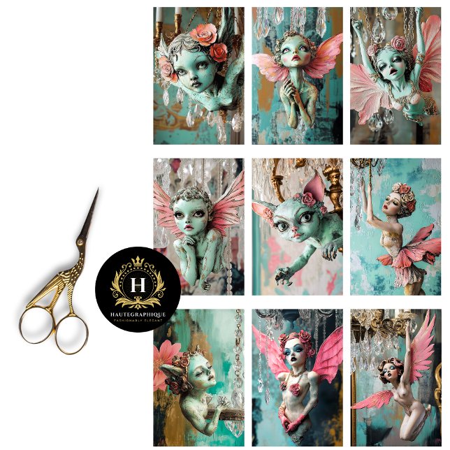 Whimisical Gothic Fairy Junk Journal Decoupage  Tissue Paper (Creator Uploaded)