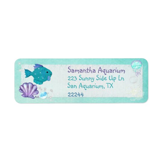 Whimsey Aquarium 2 Folk Art Return Address Label