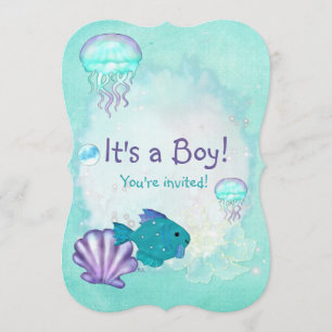 Whimsey Aquarium 2 ITS A BABY BOY GIRL SHOWER Invitation