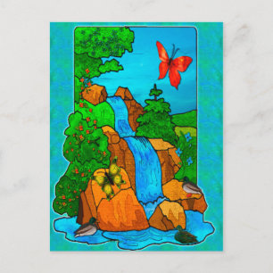 Whimsey Falls Nature Fantasy Art Postcard