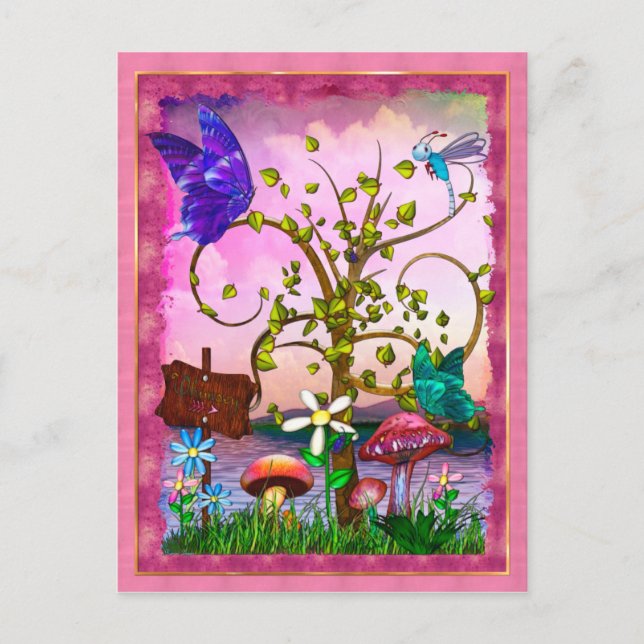 Whimsey Gardens Fantasy Art Postcard (Front)