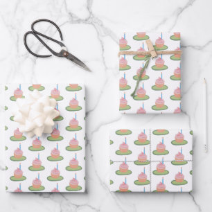 Whimsical 1st Birthday Cake Pink Girlie Cute Gift Wrapping Paper Sheet