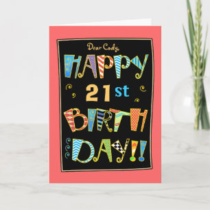Whimsical 21st (or Any Age) Birthday Greeting Card