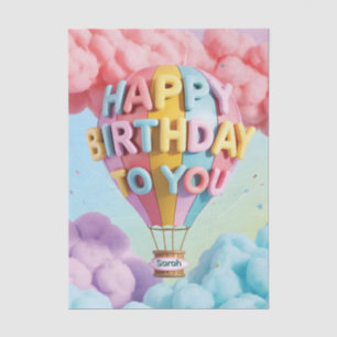 Whimsical 3D "Happy Birthday" Hot Air Balloon Tissue Paper