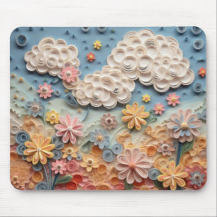 Whimsical 3D Paper Quill Art  Mouse Pad