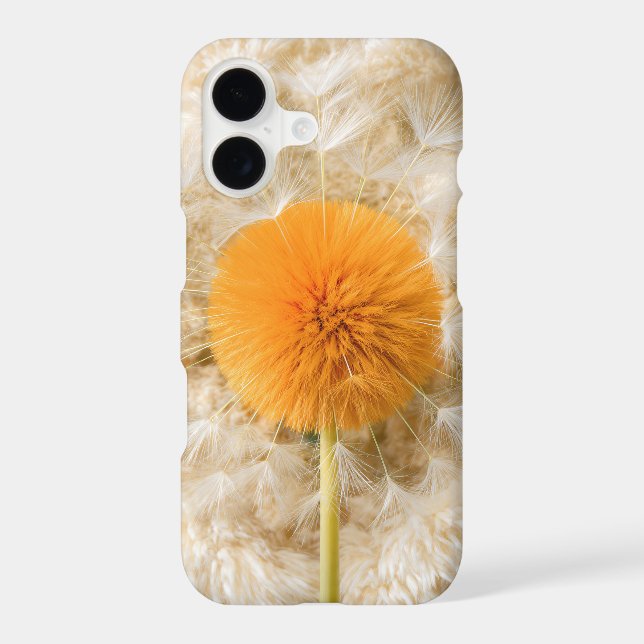 Whimsical 3D Textured Orange Dandelion Macro Art (Back)