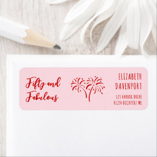 Whimsical 50 and Fabulous Doodle Return Address Label
