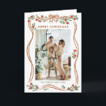 Whimsical 5 Photo Boho Beige Christmas Bow Ribbon Holiday Card<br><div class="desc">Simply Elegant Stylish PHOTO Christmas Greeting Holiday Card.
 
Surprise and bring joy to your close ones and make the celebration unforgettable.

 For further customisation,  please click the "customise further" link and use our design tool to modify this template.</div>