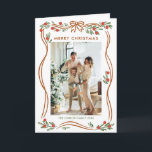 Whimsical 5 Photo Boho Beige Christmas Bow Ribbon Holiday Card<br><div class="desc">Simply Elegant Stylish PHOTO Christmas Greeting Holiday Card.
 
Surprise and bring joy to your close ones and make the celebration unforgettable.

 For further customisation,  please click the "customise further" link and use our design tool to modify this template.</div>