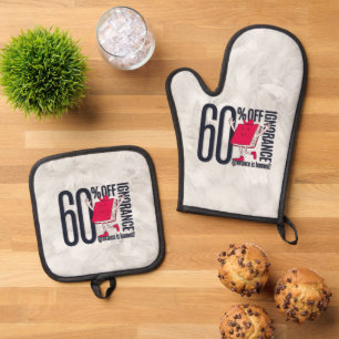 Whimsical 60 Percent Off Ignorance Book Lover Oven Mitt & Pot Holder Set