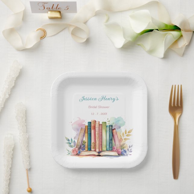 Whimsical A New Chapter Book Bridal Shower  Paper Plate (Wedding)