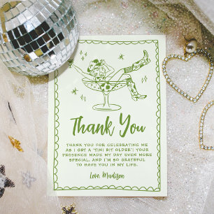 Whimsical A Tini Bit Older Green Birthday Party Thank You Card