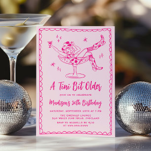 Whimsical A Tini Bit Older Hot Pink Birthday Party Invitation