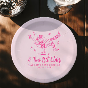Whimsical A Tini Bit Older Hot Pink Birthday Party Paper Plate