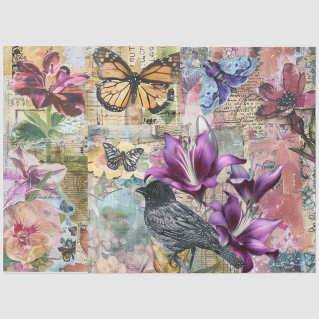 Whimsical Abstract Art Collage Decoupage Tissue Paper (Front)