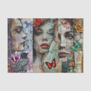 Whimsical Abstract Art Collage Decoupage Tissue Paper