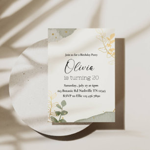 Whimsical Abstract Botanic Girl Birthday Party Invitation