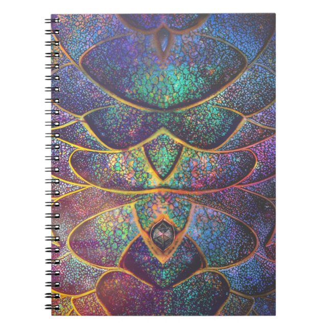 Whimsical Abstract Dragon Scales Cool Fractal Art Notebook (Front)