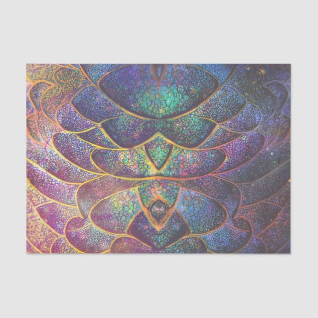 Whimsical Abstract Dragon Scales Cool Fractal Art Tissue Paper (Front)