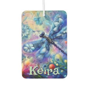 Whimsical Abstract Dragonfly Floral Personalised Car Air Freshener