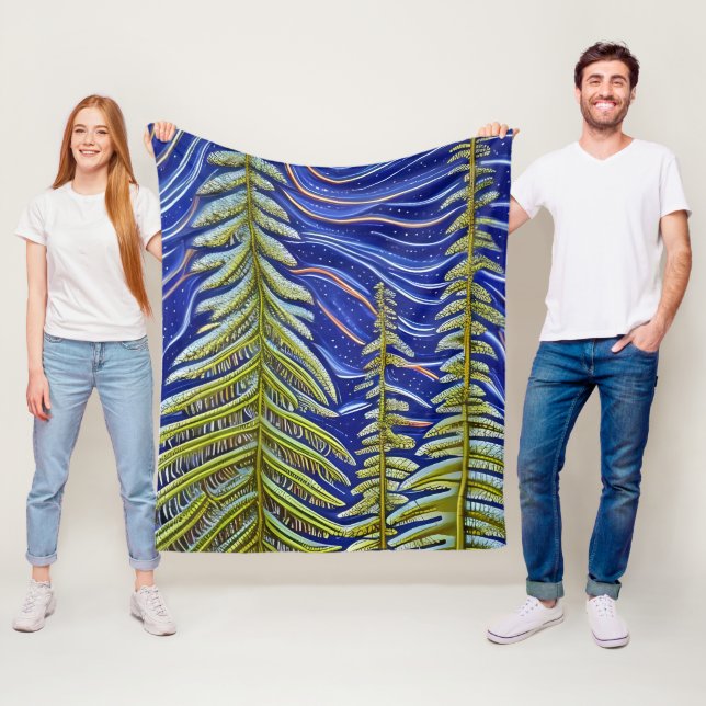 Whimsical Abstract Evergreens Fleece Blanket (In Situ)