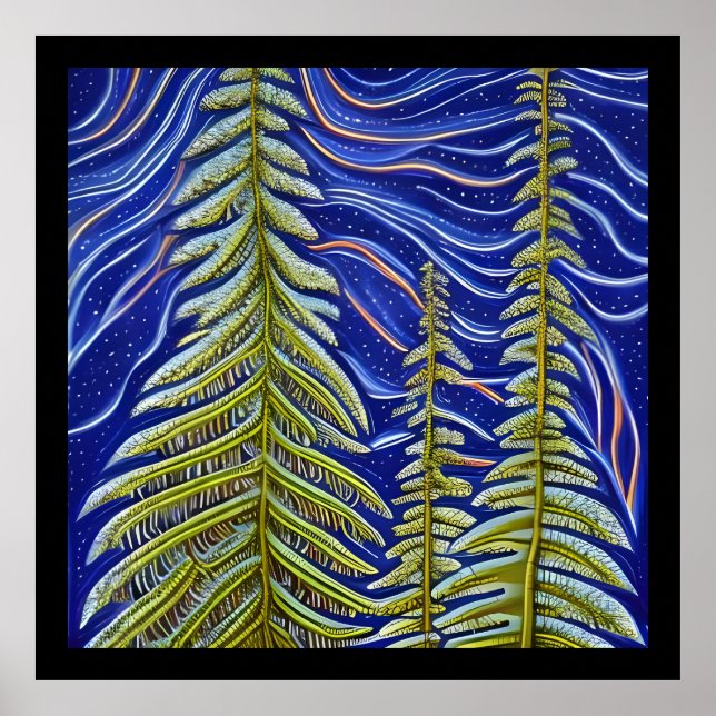Whimsical Abstract Evergreens Poster (Front)