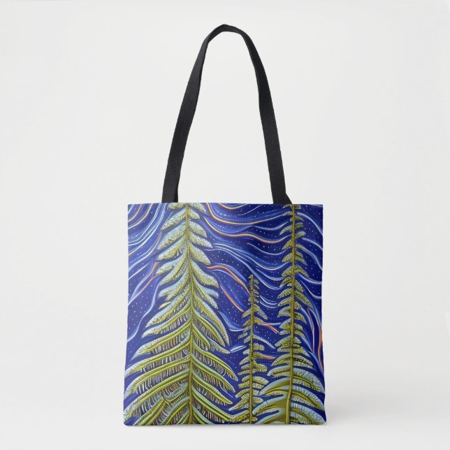Whimsical Abstract Evergreens Tote Bag (Front)