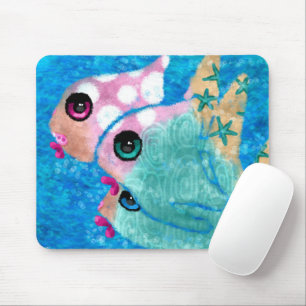 Whimsical Abstract Fish Beach Nautical Teal Pink Mouse Pad
