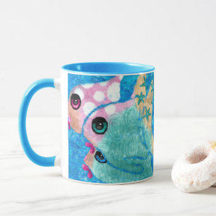 Whimsical Abstract Fish Beach Nautical Teal Pink Mug