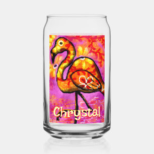  Whimsical Abstract Flamingo Bird Personalised Can Glass