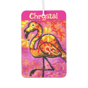 Whimsical Abstract Flamingo Bird Personalised Car Air Freshener