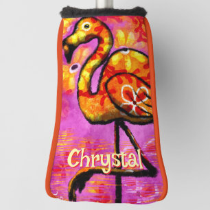 Whimsical Abstract Flamingo Bird Personalised Golf Head Cover