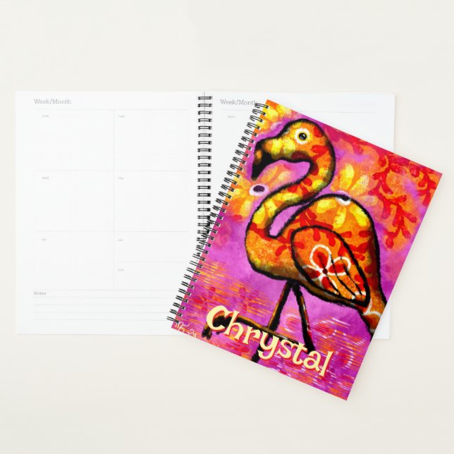  Whimsical Abstract Flamingo Bird Personalised Planner (Display)