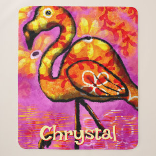 Whimsical Abstract Flamingo Bird Personalised Sherpa Blanket