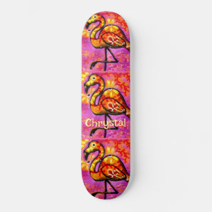 Whimsical Abstract Flamingo Bird Personalised Skateboard