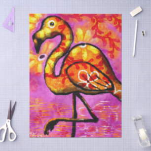 Whimsical Abstract Flamingo Floral Decoupage Tissue Paper
