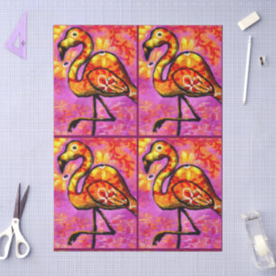 Whimsical Abstract Flamingo Floral Decoupage Tissue Paper