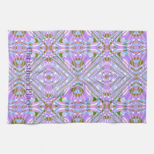 Whimsical Abstract Geometric Diamond Pattern Tea Towel