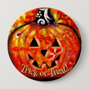 Whimsical Abstract Jack O Lantern Personalised 10 Cm Round Badge