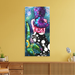 Whimsical Abstract Mermaid Nautical Teal Seashells Canvas Print