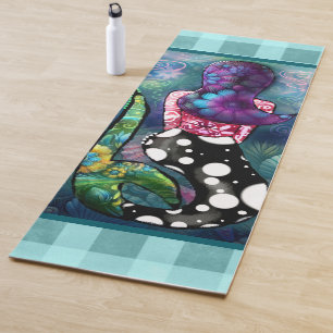 Whimsical Abstract Mermaid Nautical Teal Seashells Yoga Mat