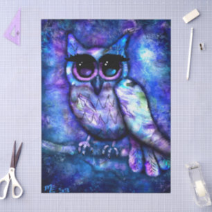 Whimsical Abstract Owl Big-Eyed Decoupage Tissue Paper