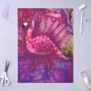 Whimsical Abstract Pink Flamingo Decoupage Tissue Paper
