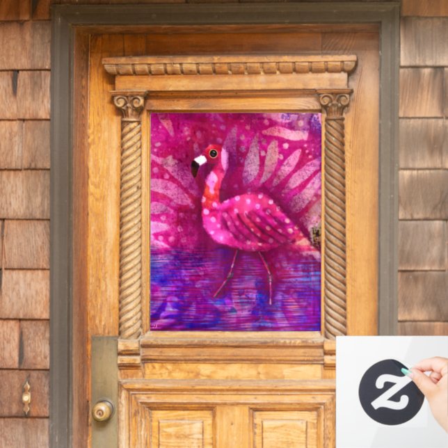 Whimsical Abstract Pink Flamingo Tropical (Home Door)