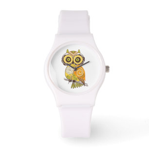 Whimsical Abstract Retro Pattern Owl Watch