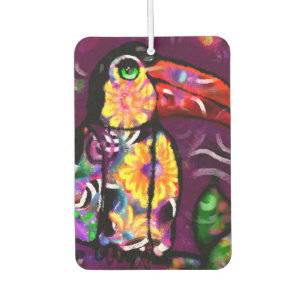 Whimsical Abstract Toucan Bird Floral Colourful Car Air Freshener