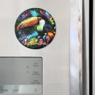 Whimsical Abstract Toucan Bird Personalised Magnet