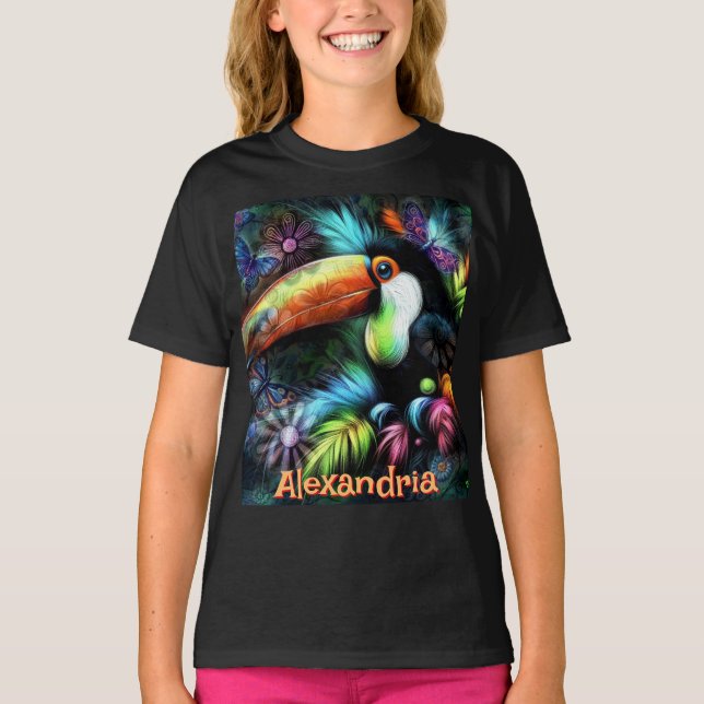 Whimsical Abstract Toucan Bird Personalised T-Shirt (Front)