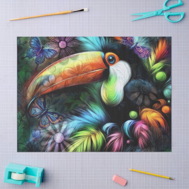 Whimsical Abstract Toucan Bird Toucans Decoupage Tissue Paper (Craft)